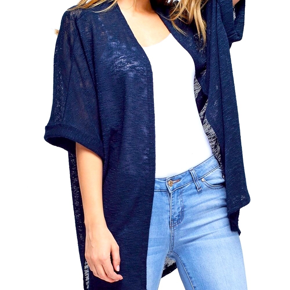Open Cardigan Size Small/Myesper Navy Side Slit